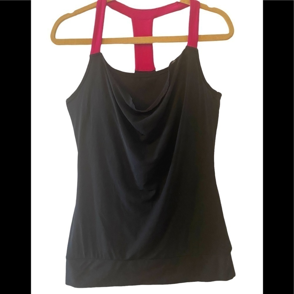 Black & Pink Racerback Cowl Neck Women’s Tank Top